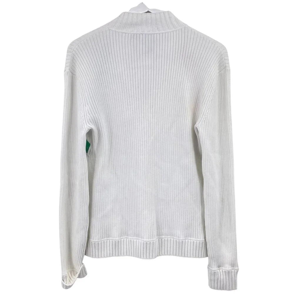 Worth Color block zippered cardigan size‎ large ribbed pockets jacket White